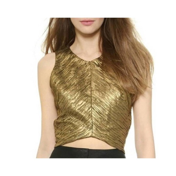 Torn by Ronny Kobo Tops - Torn‎ by Ronny Kobo Crop Top Blouse Size S 'Anna' Metallic Bronze Sleeveless